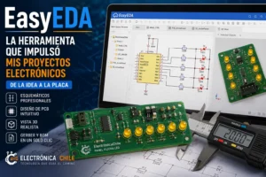 Captura de EasyEDA mostrando el diseño de una PCB para un panel flecha LED desarrollado para ElectrónicaChile.