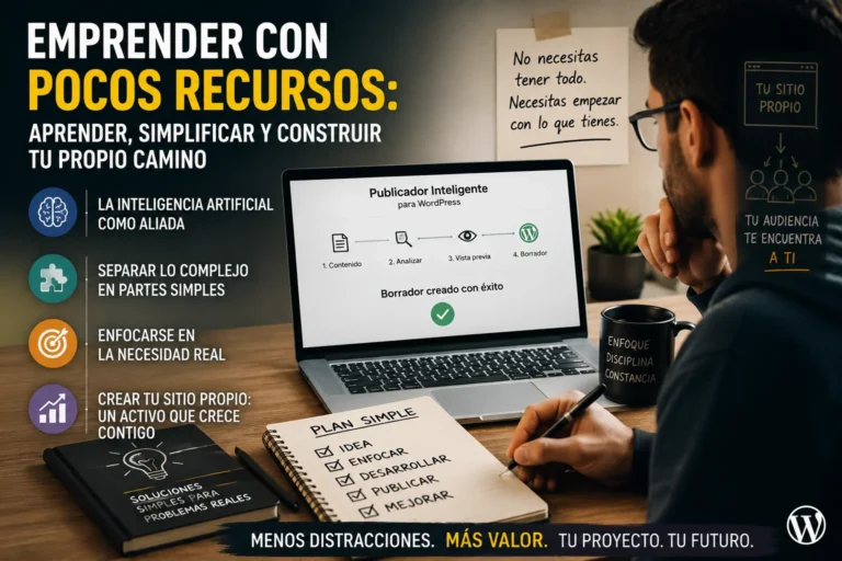 Emprender con pocos recursos utilizando inteligencia artificial y WordPress